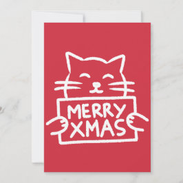 Cartão De Festividades Feliz Natal Gatinho Fofo Desenhado à Mão