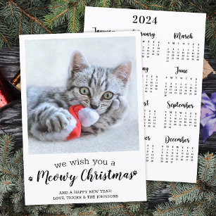 Cartão De Festividades Feliz Natal Gato Moderno Foto de Pet 2024
