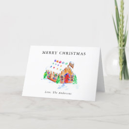 Cartão De Festividades Feliz Natal Gingercake em aquarela Art H