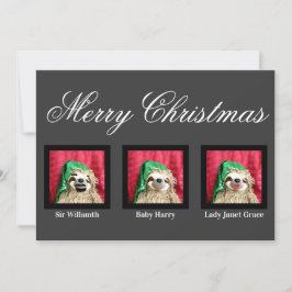 Cartão De Festividades Feliz Natal Glam Família Diversão Sloth Personaliz