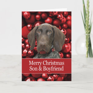 Cartão De Festividades Feliz Natal Glossy Grizzly Son & Namorado Feliz