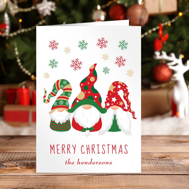 Cartão De Festividades Feliz Natal Gnomos Foto (Criador carregado)