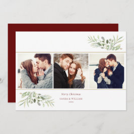 Cartão De Festividades Feliz Natal Greenery 3 Foto Colagem