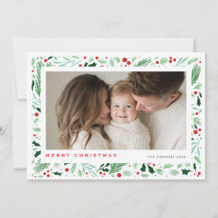 Cartão De Festividades Feliz Natal Greenery e Design de Natal