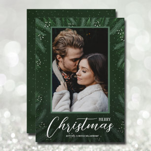 Cartão De Festividades Feliz Natal Greenery Foto