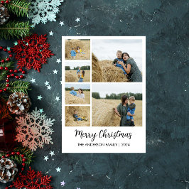 Cartão De Festividades Feliz Natal Grid de 6 Fotos com Nome da Família