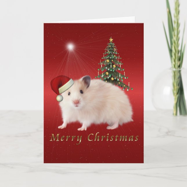 Cartão De Festividades Feliz Natal Hampster (Frente)