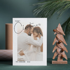 Cartão De Festividades Feliz Natal Handlettered 2 Fotografias Primeiro Xm