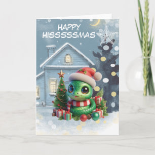 Cartão De Festividades Feliz Natal Hisssssmas Cobra Divertida