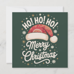 Cartão De Festividades Feliz Natal HoHoHo Chapéu Divertido do Papai Noel