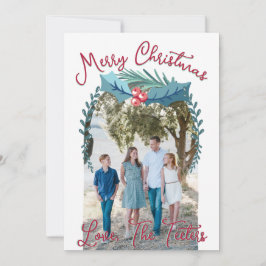 Cartão De Festividades Feliz Natal Holly Berry - Arco Personalizado de Fo