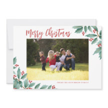 Feliz Natal Holly Red E Green Foto