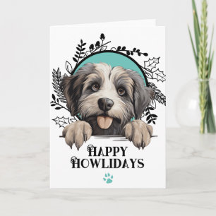 Cartão De Festividades Feliz Natal Howlidays Cão Pastor dos Pirenéus