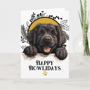 Cartão De Festividades Feliz Natal Howlidays Cão Terra Nova