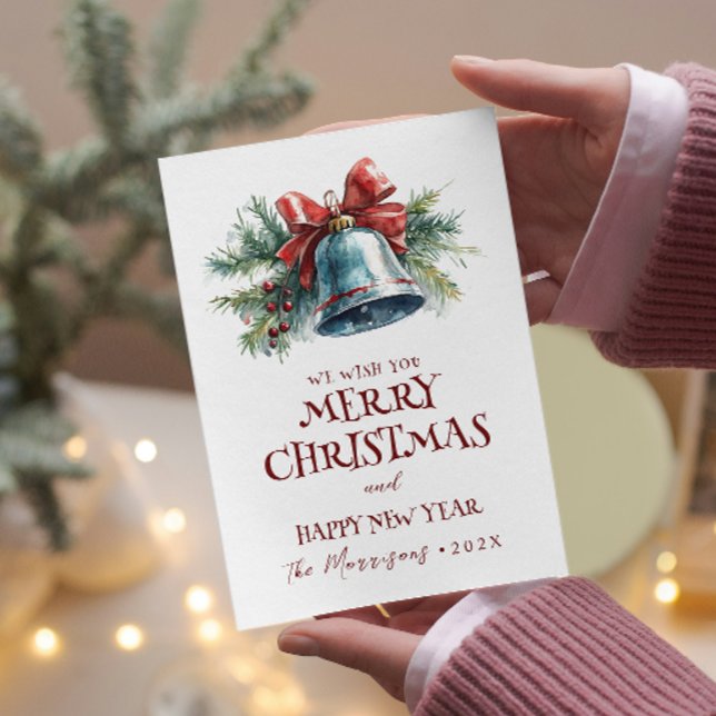 Cartão De Festividades Feliz Natal I Feliz ano novo Pine Bell (Criador carregado)