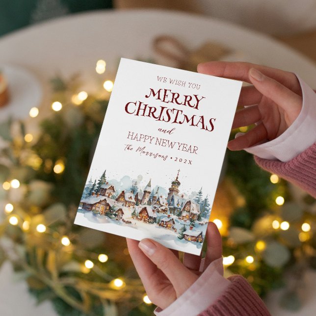 Cartão De Festividades Feliz Natal I Feliz ano novo Winter Village (Criador carregado)