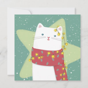 Cartão De Festividades Feliz Natal: Ilustração de Gato