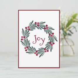 Cartão De Festividades Feliz Natal Joy Typografia Wreath Holiday Card