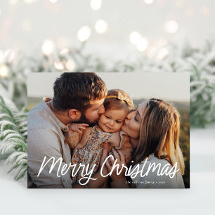 Cartão De Festividades Feliz Natal Letreiro Moderno Simples Uma Foto