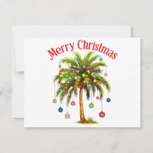 Cartão De Festividades Feliz Natal Luz de Palmeira Havaiano Tropical 
