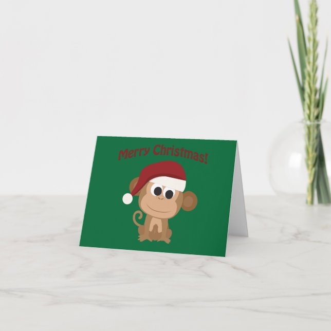 Cartão De Festividades Feliz Natal! Macaco (Frente)