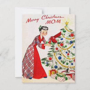 Cartão De Festividades Feliz Natal Mãe Vintage