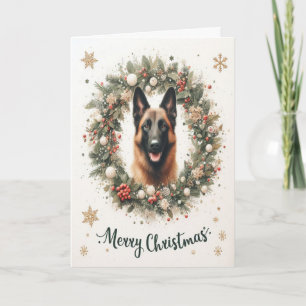 Cartão De Festividades Feliz Natal Malinois Dog Xmas Belga