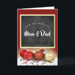 Cartão De Festividades Feliz Natal mamã & quadro e ornamento do pai<br><div class="desc">Um cartão bonito com uma mensagem especial para sua mãe e gena esta estação do Natal feita com um motivo na moda do quadro.</div>