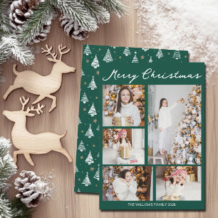 Cartão De Festividades Feliz Natal Manuscrito Verde Esmeralda Foto
