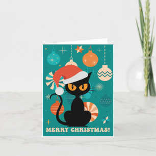 Cartão De Festividades Feliz Natal MCM Black Cat