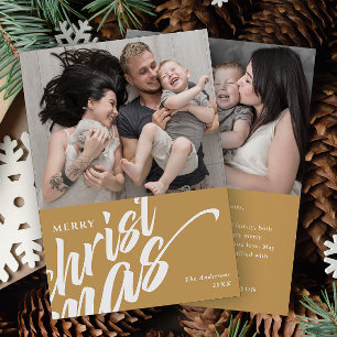 Cartão De Festividades Feliz Natal Mensagem Personalizada Moderna 2-Fotos