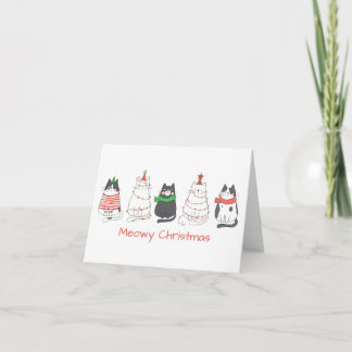 Cartão De Festividades Feliz Natal Meowy Divertido Gato Férias