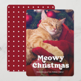 Cartão De Festividades Feliz Natal Meowy | Foto engraçada do seu gato