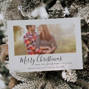 Cartão De Festividades Feliz Natal Minimalista Da Nossa Família Crescent