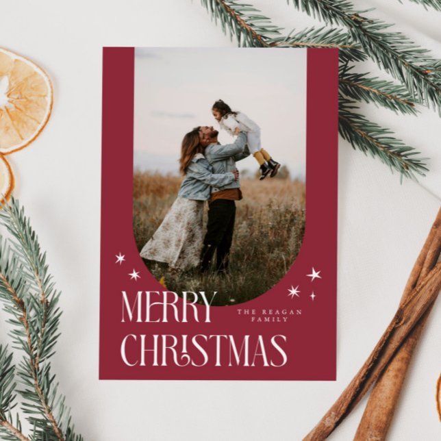 Cartão De Festividades Feliz Natal Minimalista Vermelho (Criador carregado)