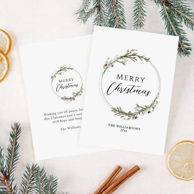 Cartão De Festividades Feliz Natal, Minimalista Wreath (Criador carregado)