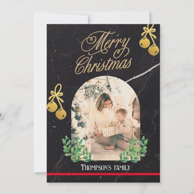 Cartão De Festividades Feliz Natal - Mínimo - Foto brilhante do arco (Frente)