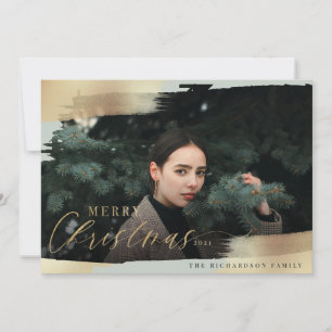 Cartão De Festividades Feliz Natal Mint Green & Gold Foil Brussel