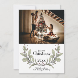 Cartão De Festividades Feliz Natal - Mistletoy Wreath Verde Rosa Foto