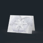 Cartão De Festividades Feliz Natal - Mittens de Neve<br><div class="desc">NewParkLane - Cartão de Natal,  com uma foto romântica de luvas de neve com flocos de gelo.</div>