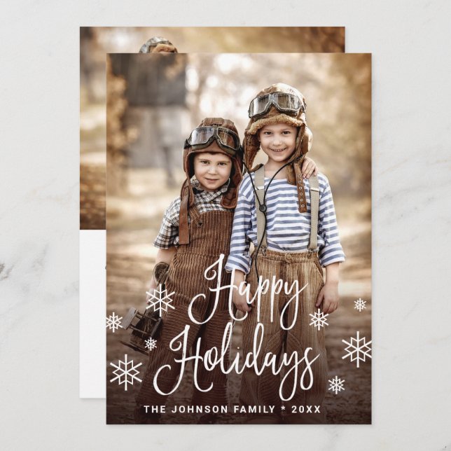 Cartão De Festividades Feliz Natal Moderno 2 FOTO Saudação de Natal (Frente/Verso)