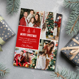 Cartão De Festividades Feliz Natal, moderno, 4 fotos da família, simples