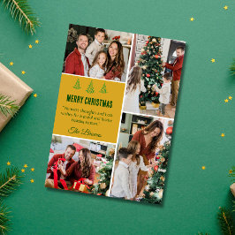 Cartão De Festividades Feliz Natal, moderno, 4 fotos da família, simples