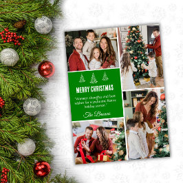 Cartão De Festividades Feliz Natal, moderno, 4 fotos da família, simples