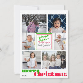 Cartão De Festividades feliz Natal moderno 6 foto Vermelho e Verde