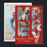 Cartão De Festividades Feliz Natal Moderno|6 Fotos| Fundo Vermelho<br><div class="desc">Torne seus votos de Natal ainda mais especiais com este cartão de Natal moderno e encantador. A frente do cartão apresenta o nome da sua família ao lado das letras que formam a palavra "MERRY", com 5 das suas fotos como decorações dentro das letras, tudo isso em um fundo verde....</div>