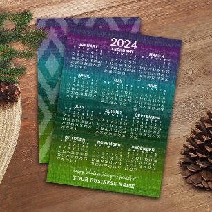 Cartão De Festividades Feliz Natal Moderno Abstrato 2024 Calendário