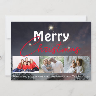 Cartão De Festividades Feliz Natal moderno céu estrelado de inverno