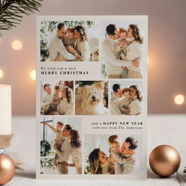 Cartão De Festividades Feliz Natal Moderno Colagem de 7 Fotos (Criador carregado)