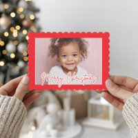 Feliz Natal Moderno com Foto de Concha Vermelha Na